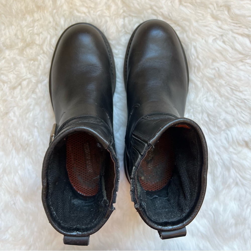 SOLD HARLEY DAVIDSON black leather riding boots size 6.5 moto buckle - Picture 4 of 11